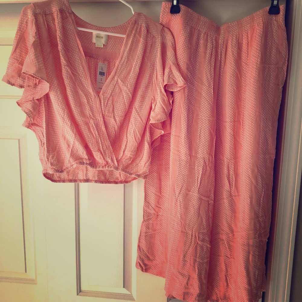 NWT Maeve peach/light pink pant set